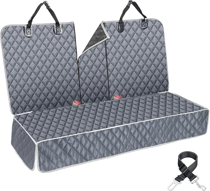 Grey Dog Car Seat Cover for Back Seat X-Large,Non-Stick Fur,Pet-Friendly and Waterproof - Universal Fit Interior Protector for Auto, Van, SUV - Ideal for Kids and Pets (X-Large)