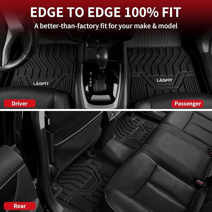 LASFIT Floor Mats for Nissan Rogue 2014-2020 (Not Fit Rogue Sport or Select), All Weather TPE Custom Fit Durable Floor Liners for Rogue S/SV/SL 2020 2019 2018 2017-2014 1st & 2nd Row Car Mats