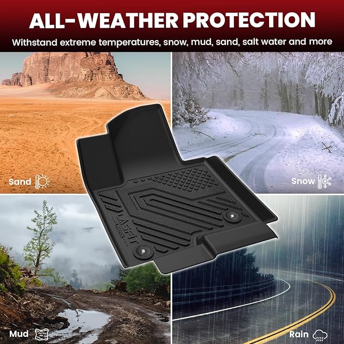 LASFIT Floor Mats for Kia Sorento Hybrid PHEV 2026 2025 2024 2023 2022 2021 (Not Fit Gasoline), All Weather TPE Custom Fit Floor Liners Car Mats Accessoires for Kia Sorento 2021-2026, Black