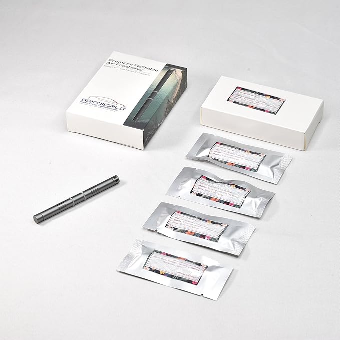 Tesla Model 3/Y Air Freshener-Invisible Slim Design-Long Lasting-Aromatherapy Scent-Auto Odor Eliminator (Flourish Flowers Set) Dark Gray