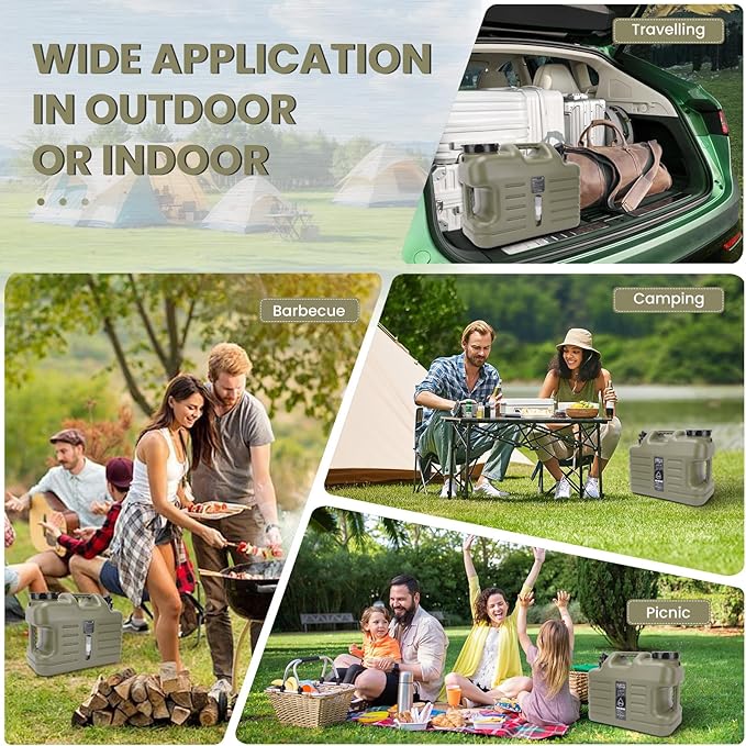 5 Gallon Camping Water Jug,Camping Water Container with Spigot,BPA-Free Military Green Portable Emergency Water Tank for RV Camp, Hiking, Outdoor Adventures & Disaster Preparedness