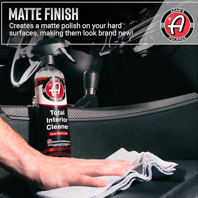 Adam's Polishes Total Interior Cleaner & Protectant, Quick Detailer & SiO2 Protection, Ceramic Infused, Anti-Static, OEM Finish, For Leather, Vinyl, Plastics, Glass & More