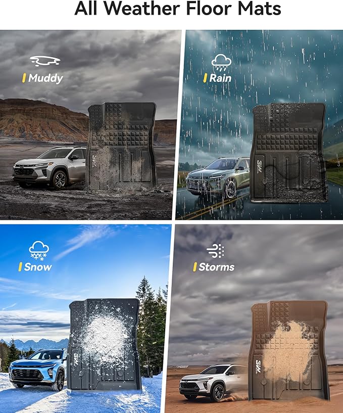 3W Floor Mats & Cargo Liner for Chevy Trax 2024 2025 2026, All Weather TPE Custom Fit Floor Mats for Cars, Car Mats Full Set for Chevy Trax Accessories, Black