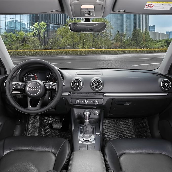 SEG Direct Car Steering Wheel Cover Universal Standard Size 14.5-15 inch, Black Microfiber Leather