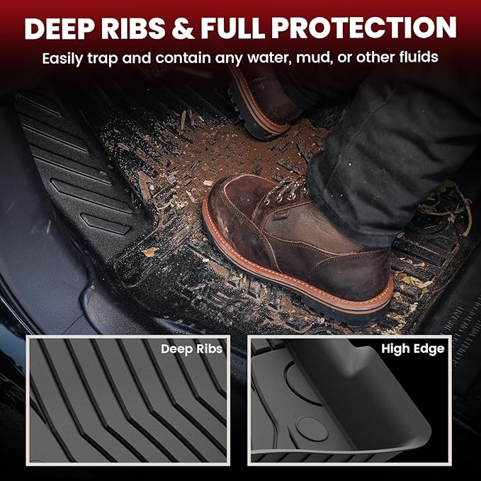 LASFIT Floor Mats for Mercedes Benz C Class 2026 2025 2024 2023 2022 C300 / C43 AMG / C63 AMG S / C63 AMG S E (Fit Sedan Only), All Weather TPE Floor Liners for C Class Car Mats, 1st & 2nd Row Set