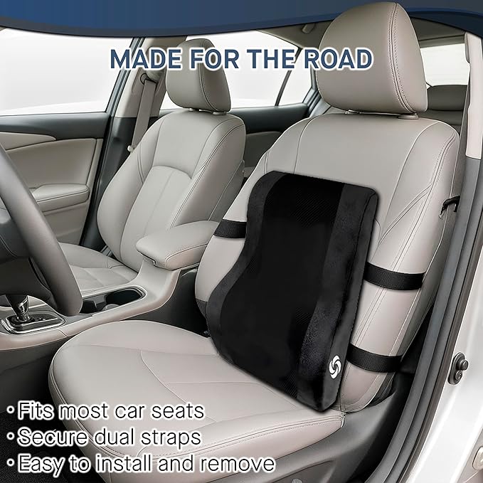 Samsonite Lumbar Support Pillow Mid and Lower Back with Cooling – Office Chair Back Cushion, Gaming Chair, Desk Chair, Car Seat Lumbar, Work from Home Office Accessories, Black with Cooling