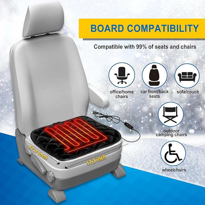 Winter Car Seat Cushion, Warm Seat Cover for Car Truck SUV Office Chair Outdoor, Chair Cushion Non-Slip Car Seat Pad (Winter, Plush)