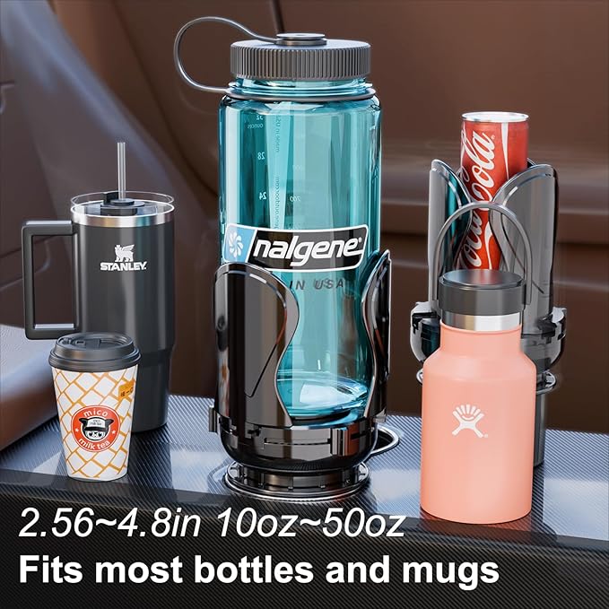 2Pack Car Cup Holder Expander, Cup Holder Extender Adapter with Expandable Arm and Adjustable Base, Compatible with Yeti Ramblers, Hydro Flasks，Stanley, Owala Most Coffee Mugs Bottles & Cups