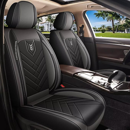 AOMSAZTO Car Seat Covers Fit for Jeep Renegade 2015-2024 2025 Premium Front Seat Covers Waterproof Leather Automotive Seat Covers Compatible with Airbag (2 Seats,Grey)