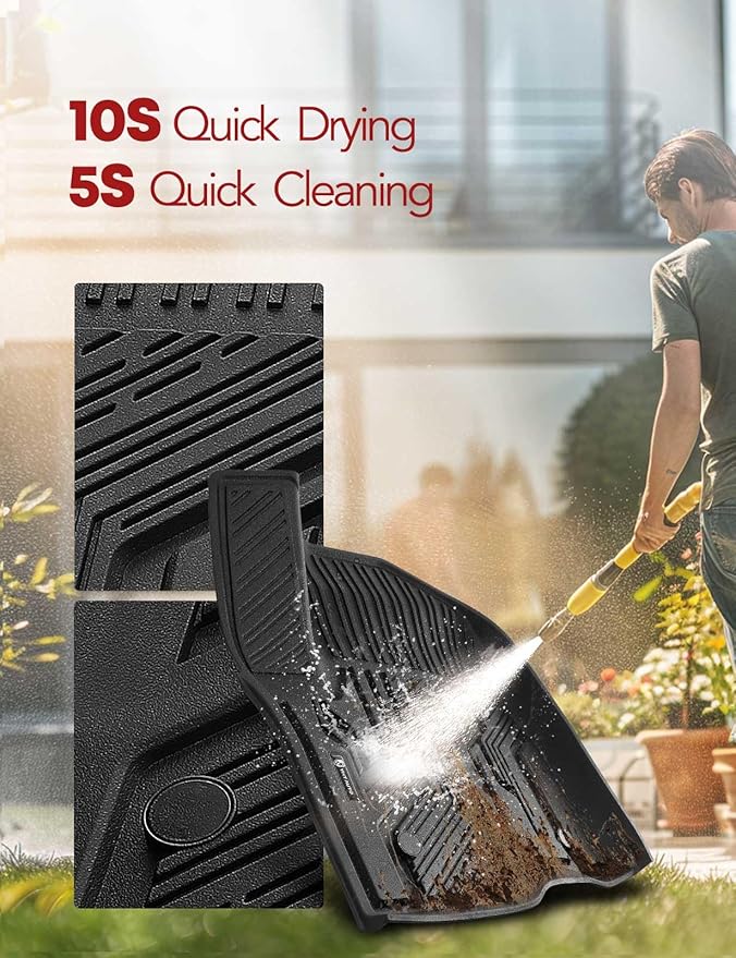 YHTAUTO Floor Mats Fit 2019-2025 Chevy Silverado/GMC Sierra 1500 Crew Cab (w/o Rear Underseat Storage Box), TPE All Weather Car Mats Waterproof Odorless Floor Liner, 1st & 2nd Row Liner