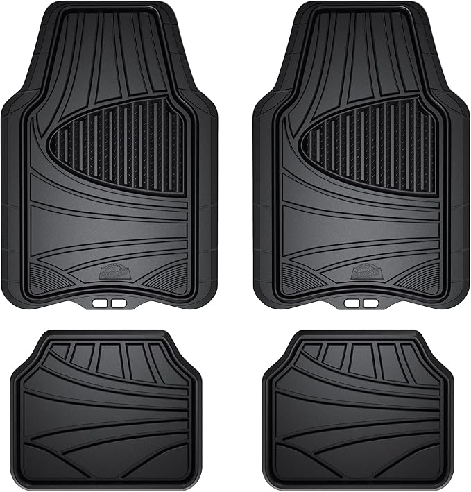 Armor All 4-Piece Floor Mats, Trim-to-Fit All-Weather Mats for Cars, Trucks, SUVs — Black