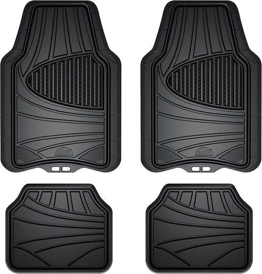 Armor All 4-Piece Floor Mats, Trim-to-Fit All-Weather Mats for Cars, Trucks, SUVs — Black