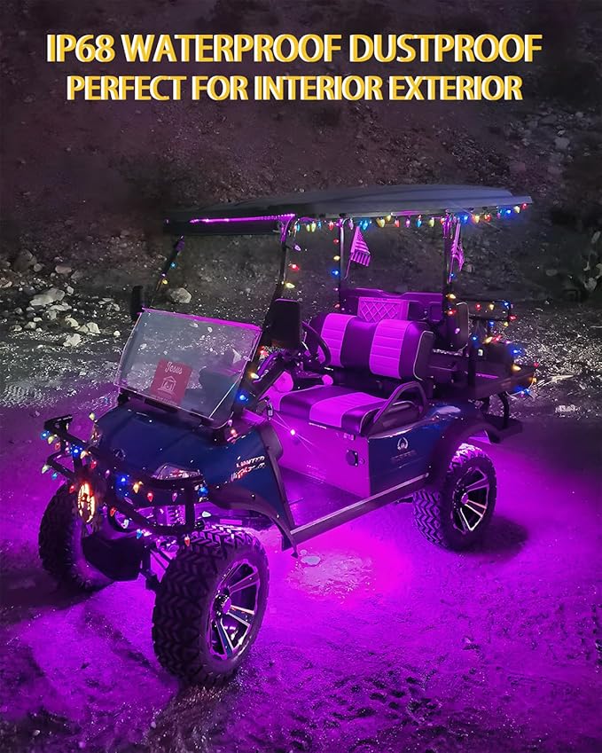 YM E-Bright Car Led Strip Lights Cuttable Underwater Marine Underglow Led Lighting for Boat Motorcycle Trucks Golf Cart Interior Exterior Waterproof IP68 24inch 60CM 72SMD 12v,Pink(Pack of 4)