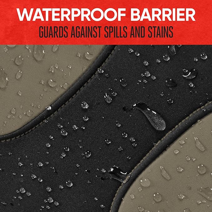 Motor Trend AquaShield Waterproof Front Seat Covers, Beige Seat Covers for Cars – Neoprene Front Car Seats Cover, SUV Seat Covers Protector - Car Interior Cover for Auto, Trucks, & Dog Owners