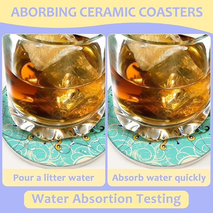 2 Pack Car Cup Holder Coaster-Boho Sun Moon Absorbent Ceramic Coaster, Car Coasters for Cup Holders,Auto Accessories for Women & Men