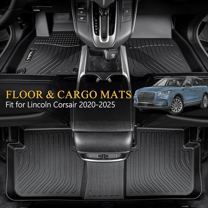 Wailtnb-All Weather Floor Mats & Cargo Liner for Lincoln Corsair 2020-2025 Liners (Not for Plug-in Hybrid) Custom Fit Lincoln Corsair 2020-2025 Waterproof Durable Easy to Clean Accessories