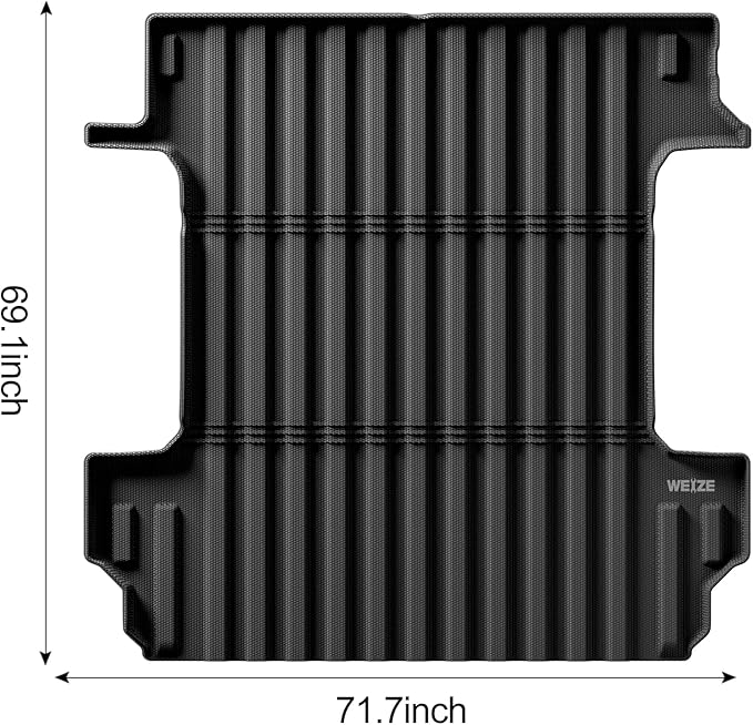 WEIZE Truck Bed Mat for Chevy Silverado/GMC Sierra 1500 2019-2025 5.8 ft(5‘10“,69.6in), All Weather Protection TPE Truck Bed Liner Durable Easy Clean Black