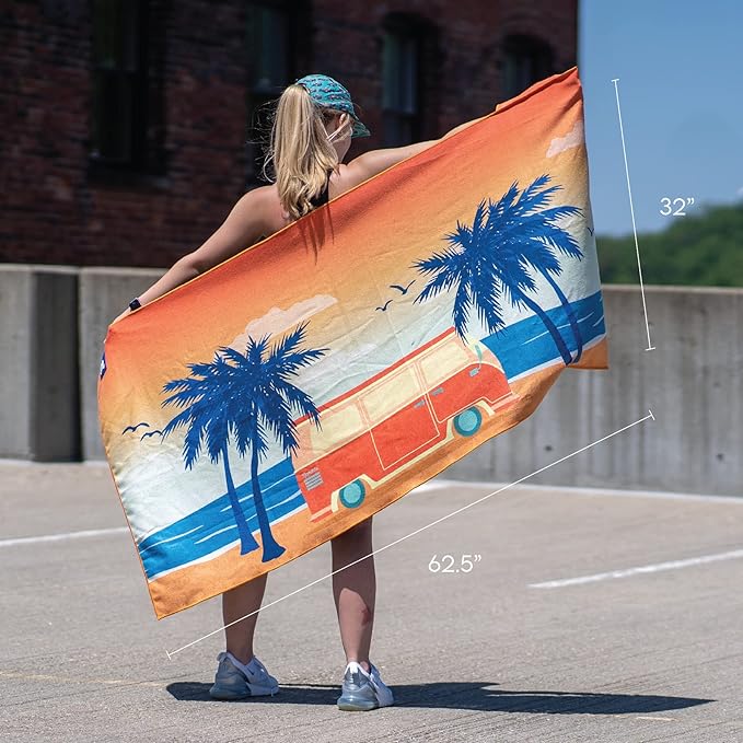 Sprints Athletic Running Towel, Full-Sized, Car Seat Cover - Performance Microfiber (Retro Sunset)