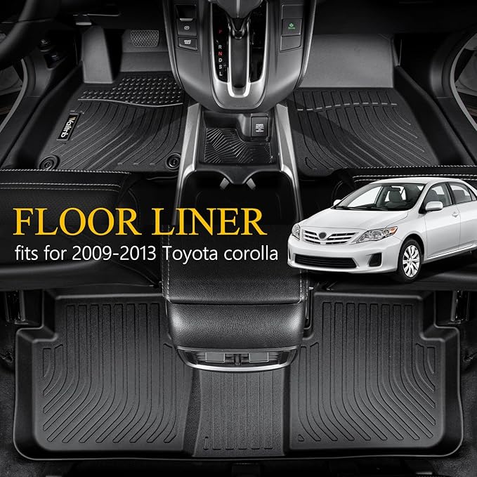 Wailtnb-Floor Mats for Toyota Corolla 2009-2013 Waterproof Durable All Weather Car Mat Custom Fit for Corolla Accessories Black