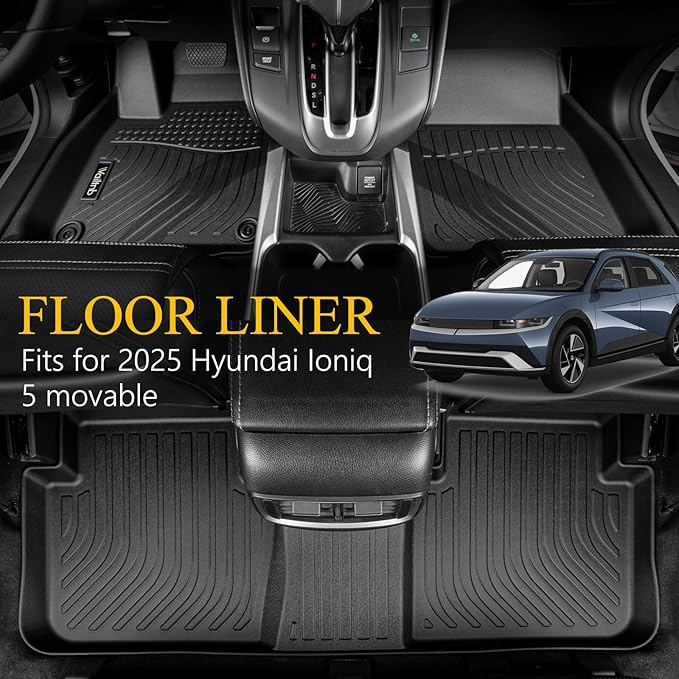 Wailtnb- for Hyundai Ioniq 5 Movable Console 2025-2026 (Limited Models) Floor Mat Cargo Liner All Weather Floor Liner Car Mat for Hyundai Ioniq 5 Custom Fit Automotive Full Set Accessories