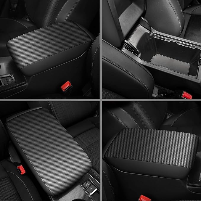 AOMSAZTO Console Covers for 2008-2014 Toyota Highlander Armrest Covers for Toyota Highlander Black with Carbon Fiber