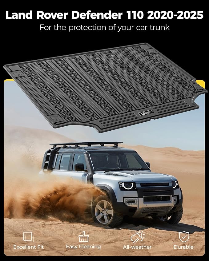 3W Cargo Liner Fit 2020-2024 2025 Land Rover/Range Rover Defender 110 5 Seats, (NOT for Defender 110s/Rubber Flooring), TPE All Weather Custom Fit Trunk Mat for Land Rover Defender, Black