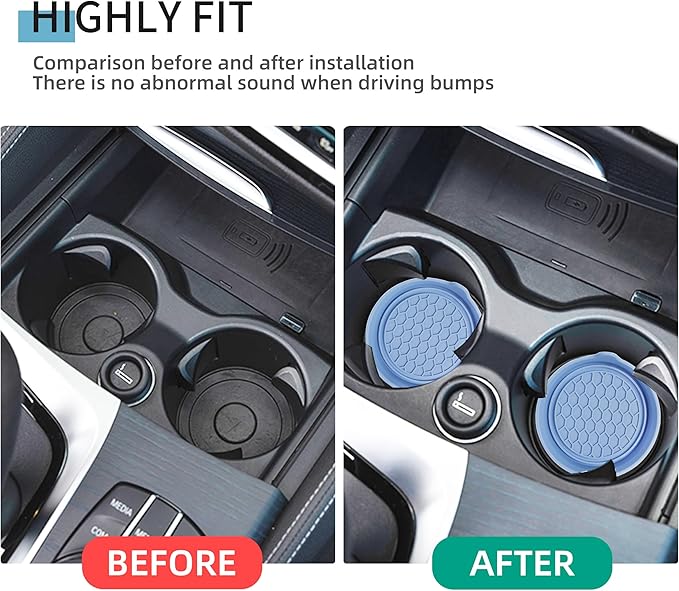 Amooca Car Cup Coaster Universal Automotive Waterproof Non-Slip Cup Holders Sift-Proof Spill Holder Car Interior Accessories 4 Pack Gray Blue