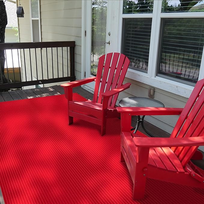 Ottomanson 3'11" x 10' Hallway Runner with Scraper Pile - Extra Durable Non-Slip Rug Mat for Indoor & Outdoor Use - Ideal for Kitchen, Entryway & Garage - High-Traffic Carpet, Red