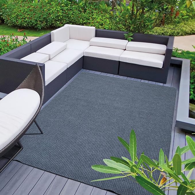 Ottomanson 5' x 6'6" Mud Mat Area Rug Scraper Carpet - Non-Slip, Dirt Trapping for Indoor & Outdoor Use - Ideal for Entryway, Garage, Kitchen, Patio & High-Traffic Areas, Gray