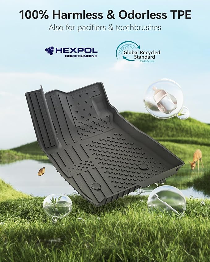 3W Floor Mats for Chevrolet Trailblazer 2021-2025 2026 (AWD Only) ，TPE All Weather Floor Liners Custom Fit Chevy Trailblazer Accessories 1st and 2nd Row Durable Black