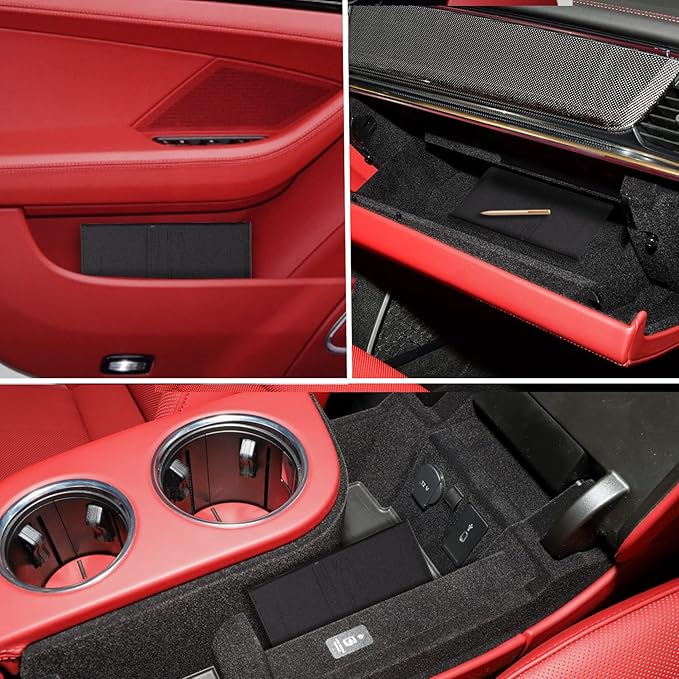 TOURSUIT Car Registration and Insurance Card Holder, Vehicle License Document Glove Box Compartment Organizer, Interior Car Accessories for Women Men Teens (Cross Black)