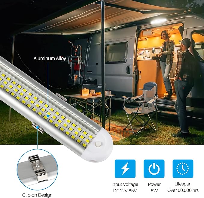 12v LED Interior Light Bar，CT CAPETRONIX 120LEDs 1500LM 8W DC 12 Volt led Strip Lights with ON/Off Switch，for Enclosed Cargo Trailer, Car RV Van Truck Lorry Camper Boat Caravan Motorhome (4Pack)