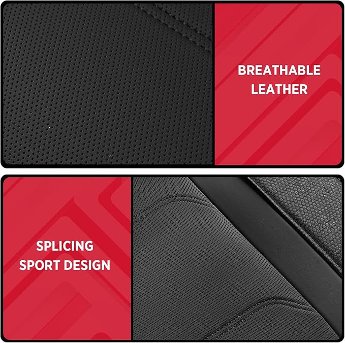 Rubbermaid Leather Car Seat Cover – Universal Front Seat Cover, Airbag Compatible, Easy to Install, Water-Resistant and Durable Automotive Seat Cover for Cars, Trucks, SUVs, Vans – Black