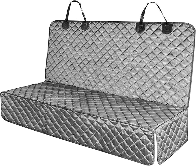 PETICON Waterproof Scratchproof Pet Bench Seat Covers for Cars, Trucks, SUVs, Nonslip Durable Back Seat Cover for Dogs, Washable Backseat Protection, Gray