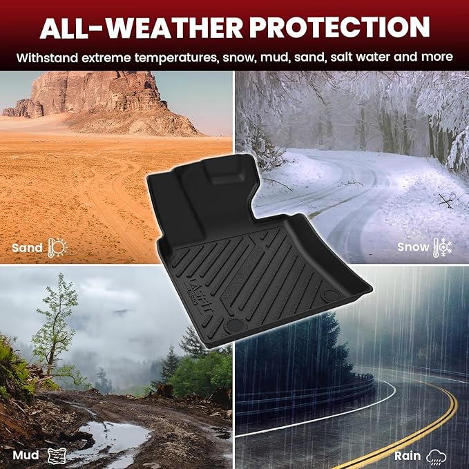 LASFIT Floor Mats for Toyota Camry 2018-2024 (Only Fit Hybrid), Custom Fit TPE All Weather Floor Liners for Camry 2018 2019 2020 2021 2022 2023 2024 1st & 2nd Row Car Mats, Black