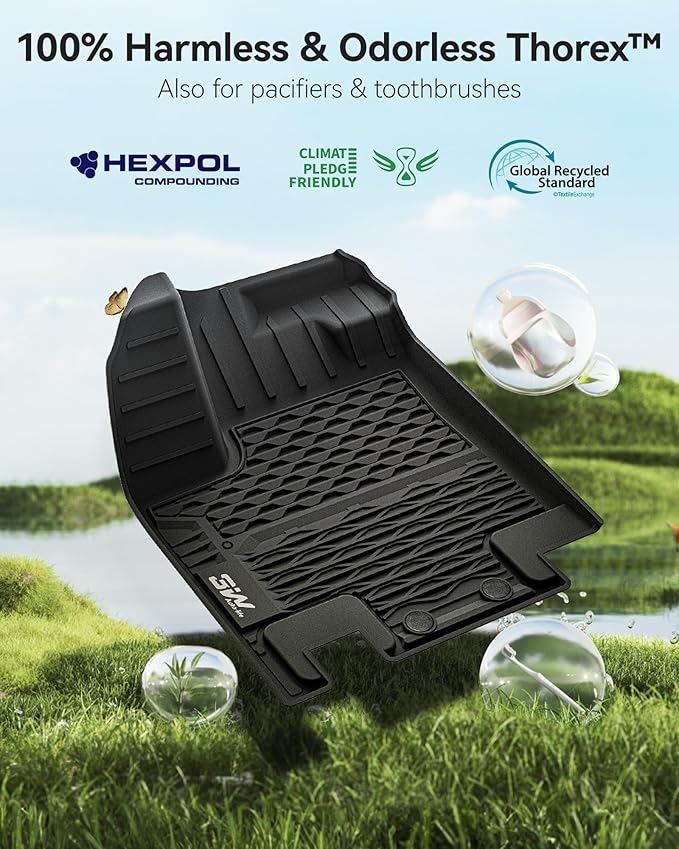 3W Floor Mats & Cargo Liner & Back Seat Cover Custom Fit for Nissan Pathfinder 2022 2023 2024 2025 (Only fit 8 Passenger Models), TPE All Weather Custom Fit Nissan Pathfinder Full Set,Black