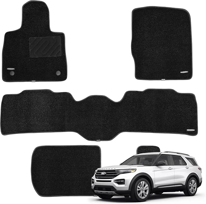 WENNEBIRD Superior Carpet Floor Mats for 2020-2025 Ford Explorer 7 Seats (Not for 6 Seater), 0.6-Inch Ultra-Thick, Noise-Reducing, All-Weather Waterproof Anti-Slip – 4-Pc Set