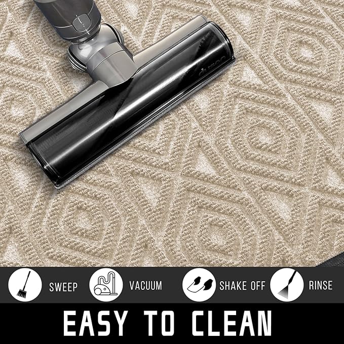 Yimobra Door Mat, Outdoor Indoor Entrance Welcome Mat, Heavy Entry Front Door Mat, Stain & Fade Resistant, Low Profile, Sturdy Rubber, Easy Clean Patio Floor Mat, Waterproof, 60 x 36,Light Beige