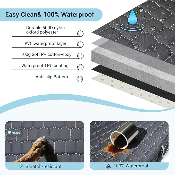 Dog Seat Covers for Tesla Model Y, Heavy Duty Bench Seat Cover with Headrest for Model Y, Non Slip Waterproof Back Seat Cover for Cars Armrest Compatible Car Seat Protector for Kids and Dogs