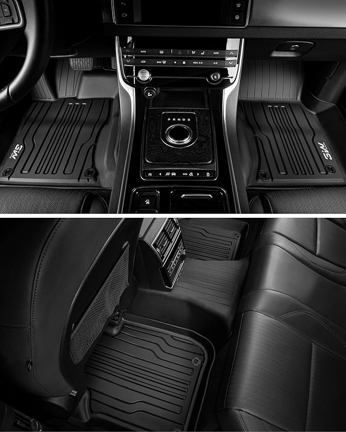 3W Floor Mats Fit for Jaguar F-pace & Land Rover Range Rover Velar 2017-2024 2025 2026, TPE All Weather Custom Fit Accessories for Jaguar F pace Floor Liner 1st and 2nd Row Full Set Car Mats, Black