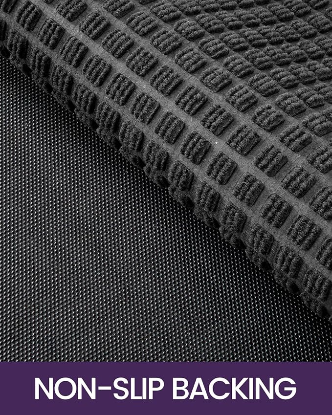 DEXI Front Door Mat Outside Entrance, Rubber Entry Doormat Heavy Duty, Welcome Mats Non Slip for Inside House Floor Entryway Back Doors Exterior Patio, 17x29 Squares Grey