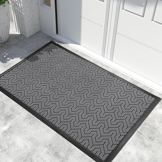 Yimobra Extra Large Door Mat Outside Entrance 60x36, Waterproof Heavy Duty Outdoor Mats for Front Door, Non Slip Rubber Entry Mat for Garage Patio Indoor, Easy Clean, Grey