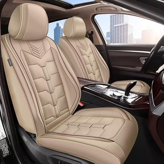 Seat Covers Fit for Chevrolet Chevy Tahoe LT/LS/RST 2011-2024 2025 2026 Full Set Car Seat Cover Faux Leather Seat Cushion Waterproof Auto Protectors(Beige)-2 Rows 5 Seats