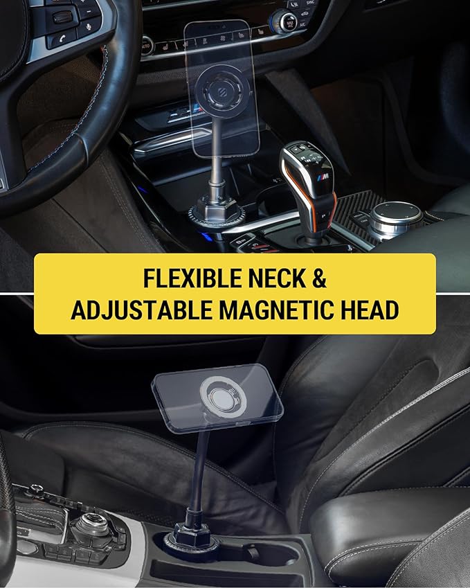 Scosche MagicMount™ SMSCUP Magnetic Cup Holder Phone Mount with Adjustable Gooseneck and Magnet Head, MagSafe Phone Holder for Car Compatible with iPhone 16 15 14 13 12 Series, Mag Safe Case & Android