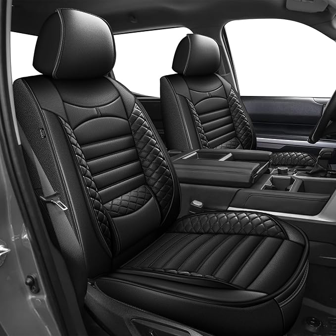 AOMSAZTO Seat Covers Toyota Tundra: Custom Fit for 2022 2023 2024 2025 2026 Toyota Tundra Crewmax Double Cab Waterproof Leather Truck Seat Covers Protectors (Black)