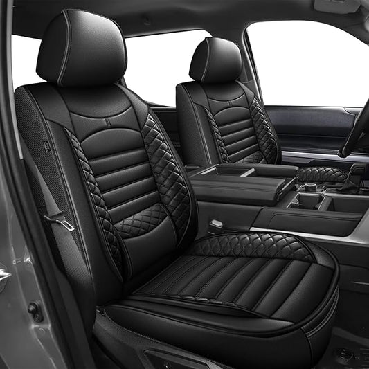 AOMSAZTO Seat Covers Toyota Tundra: Custom Fit for 2022 2023 2024 2025 2026 Toyota Tundra Crewmax Double Cab Waterproof Leather Truck Seat Covers Protectors (Black)