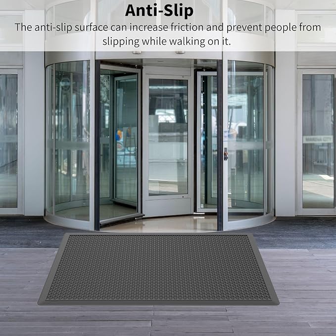 Rubber Scraper Floor Mat 60”x36” 2 Pack - Heavy Duty Outdoor Mats for Garage, Entryway, Door, Mudroom, Boot Tray - All-Weather & Easy Clean