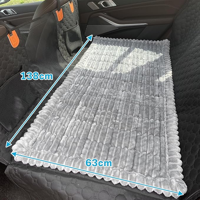 Dog Car Seat Cover for Back Seat, Dog Bed for Car, Fit for Backseat Extenders, Car Seat Protector, Nonslip Soft Durable for Cars Trucks and SUVs (Light Gray, 24.8"*54")