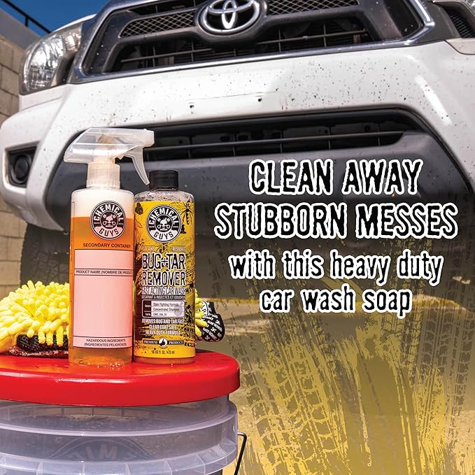 Chemical Guys Bug & Tar Wash Heavy Duty Bug, Tar, Grime, Tree Sap & Bird Dropping Remover - Safe for Paint, Glass, Chrome, Plastic & All Exterior Surfaces (128 oz/1 Gal) CWS_104