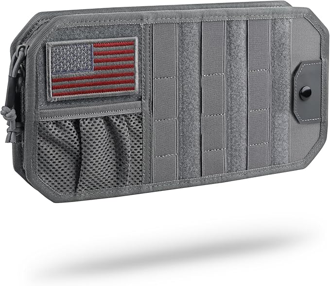WYNEX Molle Car Sun Visor Organizer, Original Design Car Accessories with Zipper Visor Storage Pouch & Glasses Clip, Semi-Rigid Molle Panel for Tactical Gears, Fits Most Vehicles, SUVs, Trucks